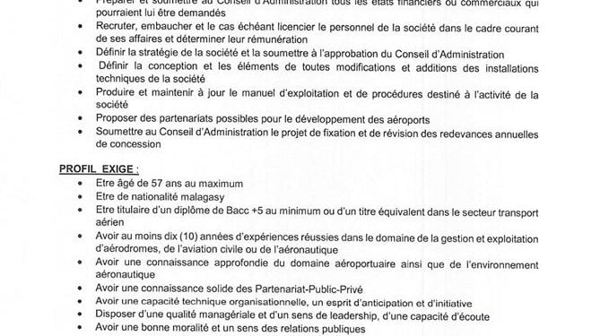 GESTION DES AEROPORTS – L’Adema cherche son directeur général