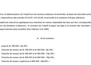 BUDGET – Vers une baisse des impôts sur les revenus salariaux et assimilés (Irsa)