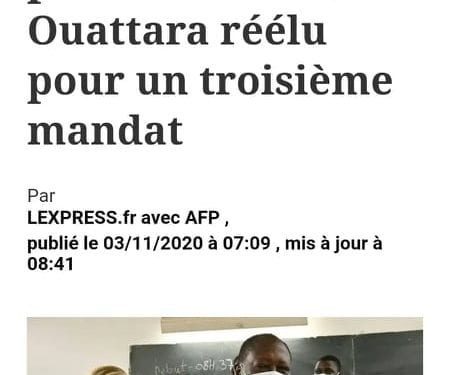 CÔTE D&rsquo;IVOIRE – Alassane Ouattara crédité de 94,27% des voix selon la Commission électorale, l&rsquo;opposition appelle à la mise en place d&rsquo;un Conseil national de transition