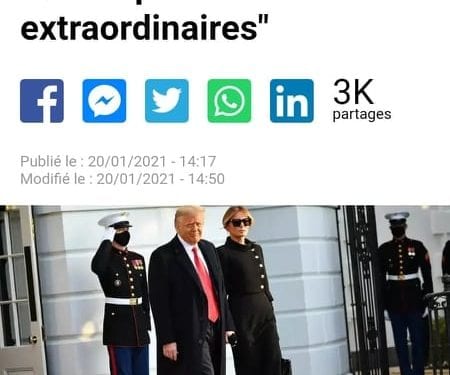ETATS-UNIS – Donald Trump quitte la Maison Blanche et remercie ses partisans « pour ces quatre années incroyables »