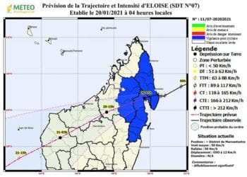 METEO – Eloise perd de sa puissance et devient une dépression sur terre, aucune alerte lancée sur les zones qu’elle traversera dans les prochaines 24 heures