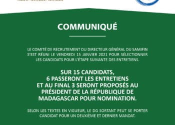RECRUTEMENT – Six candidats sur 15 passent l’entretien pour le poste de directeur général du Samifin