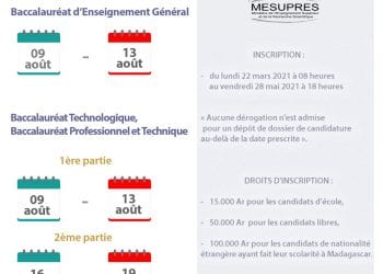EDUCATION – Les examens du baccalauréat se tiendront du 9 au 13 Août, puis du 16 au 19 Août pour la deuxième partie du bac technologique, professionnel et technique
