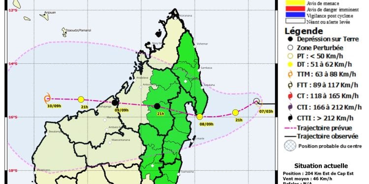 METEOROLOGIE – La perturbation cyclonique actuellement active devrait atterrir à Madagascar avant d’être baptisée, selon les prévisions de Météo Madagascar