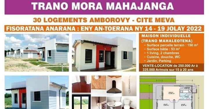 HABITAT – 30 maisons individuelles mises en vente-location pour 250.000 à 325.000 ariary par mois durant 15 à 20 ans à Amborovy Mahajanga, les inscriptions ouvertes du 14 au 20 Juillet
