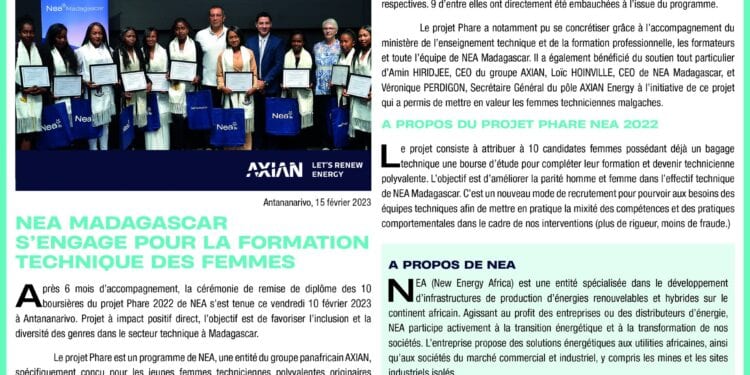 NEA MADAGASCAR S’ENGAGE POUR LA FORMATION TECHNIQUE DES FEMMES