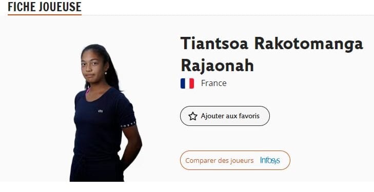 TENNIS – Tiantsoa Sarah Rakotomanga Rajaonah bénéficie d’une wild card pour participer à Roland Garros