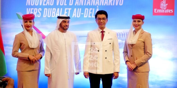 TRANSPORT AERIEN – Andry Rajoelina qualifie l&rsquo;inauguration de la ligne Dubaï- Antananarivo de “moment historique”