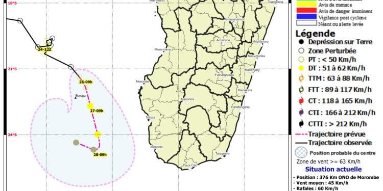 Alerte cyclonique levée dans le Sud, les risques d’intensification de la perturbation en tempête tropicale en baisse