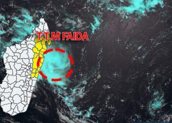 MÉTÉOROLOGIE – Faida se dirige vers Madagascar pour atterrir entre Sainte Marie et Brickaville aux premières heures de mardi